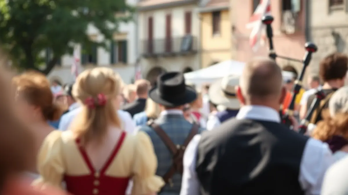 Imagen genérica de una feria tradicional con gente vestida de época.