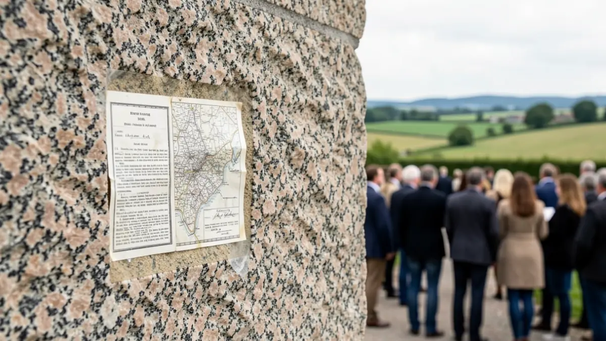 Imagen genérica de textura de piedra de granito con detalles de un documento legal.