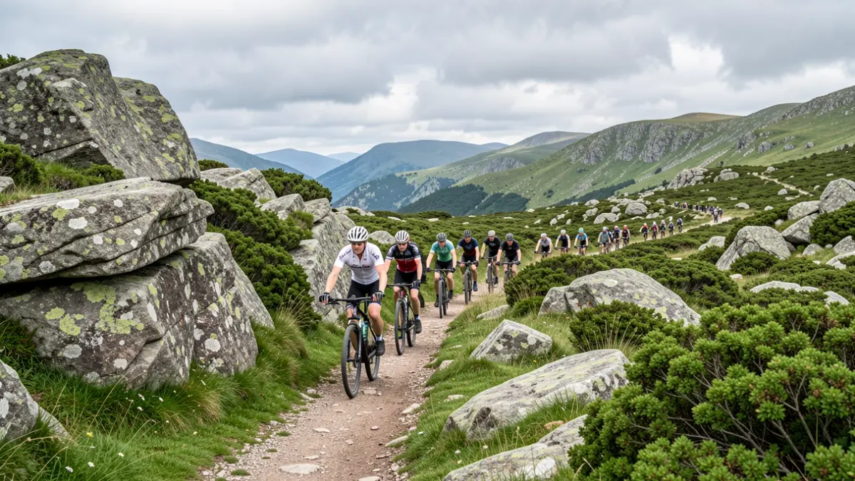 Imagen genérica de ciclistas de montaña en un sendero de Galicia.
