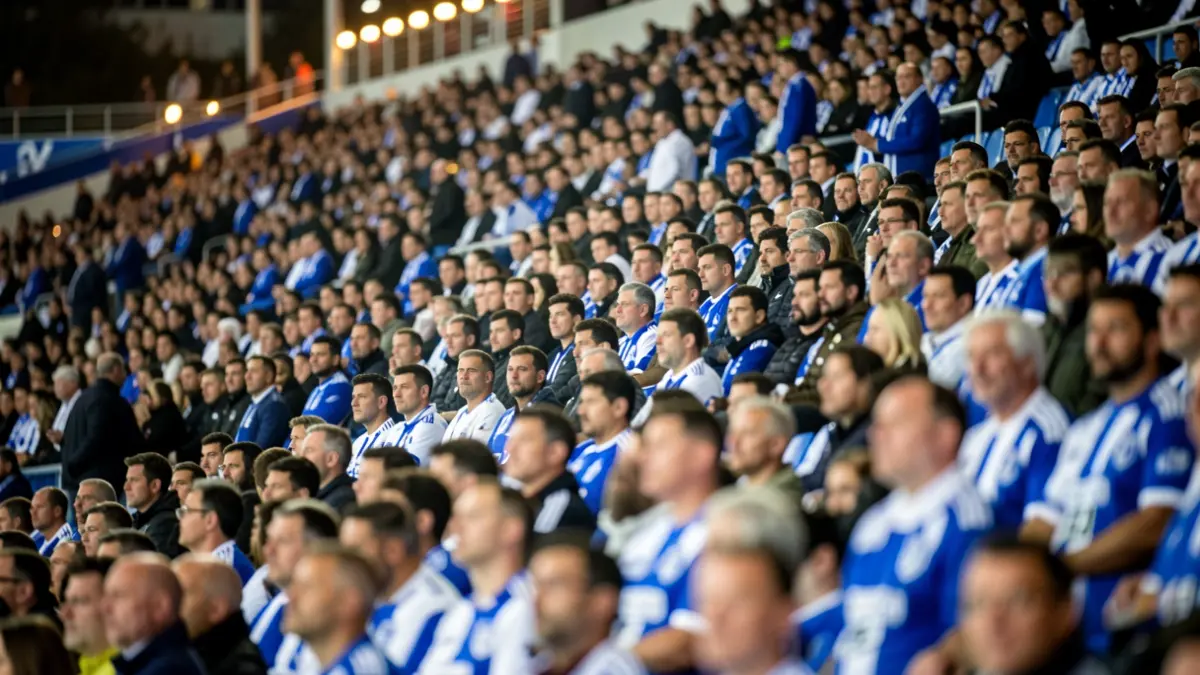 Imagen genérica de aficionados del Deportivo de A Coruña celebrando en un estadio.