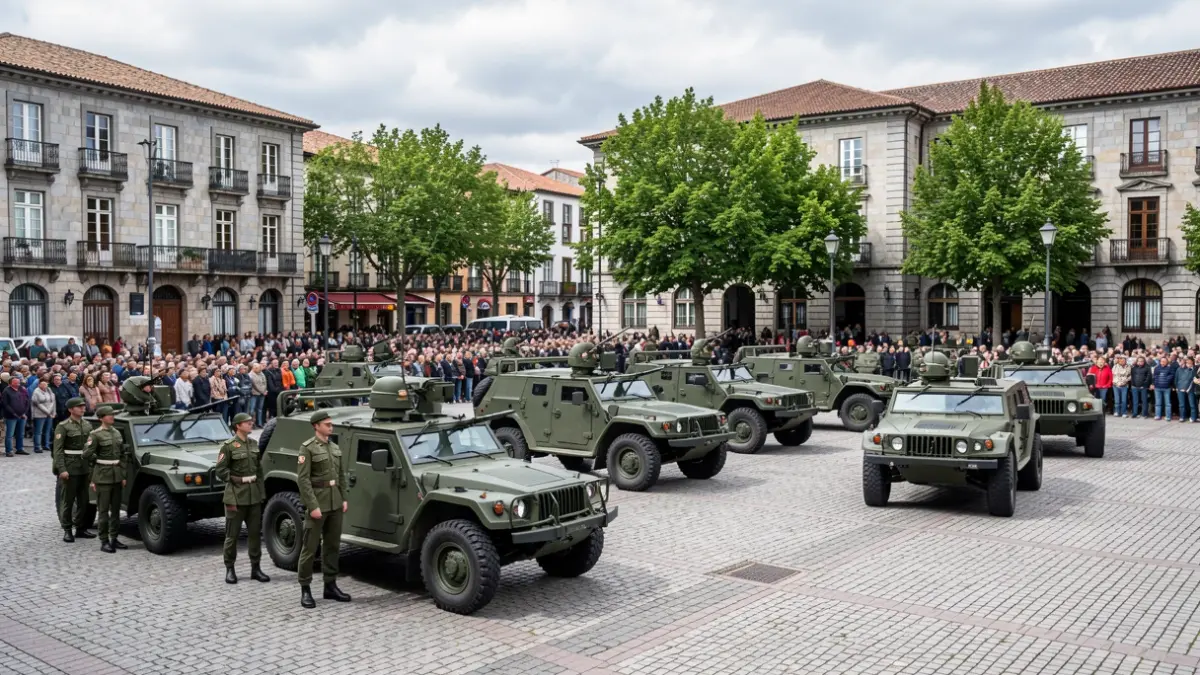 Imagen de un desfile militar de la Brilat en Pontevedra.