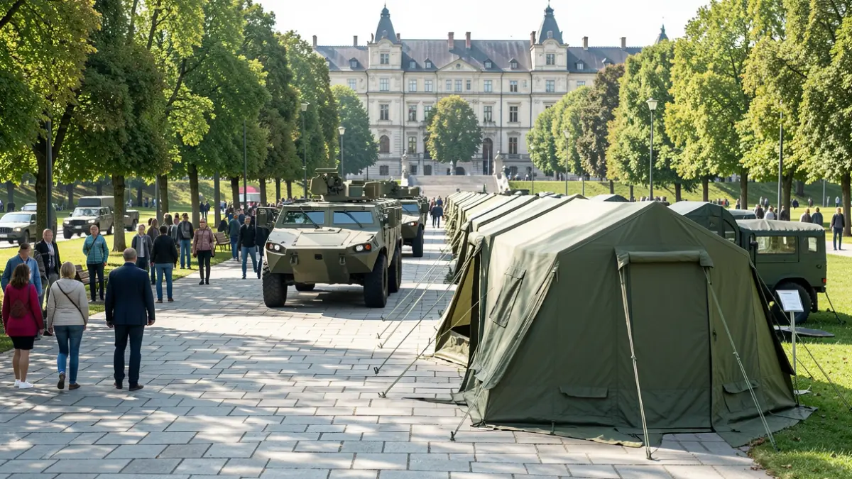 Exposición de medios militares en la Alameda de Pontevedra con motivo del 60 aniversario de la Brilat.