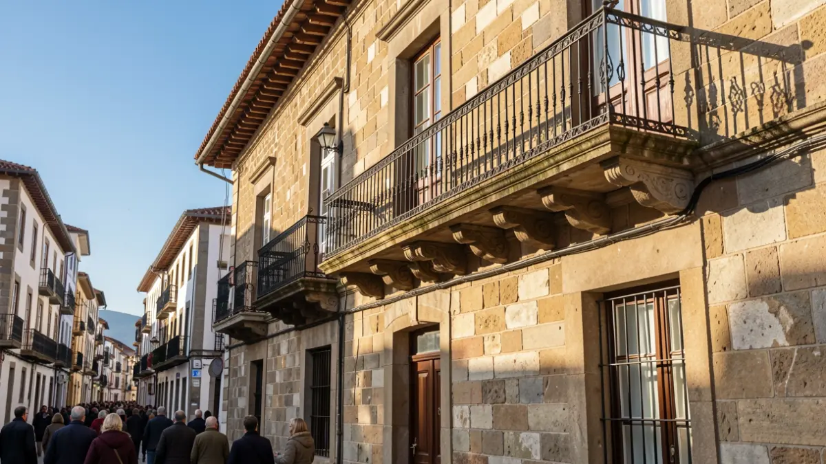 Fachada de la Casa de la Cultura de Arzúa en una jornada soleada.