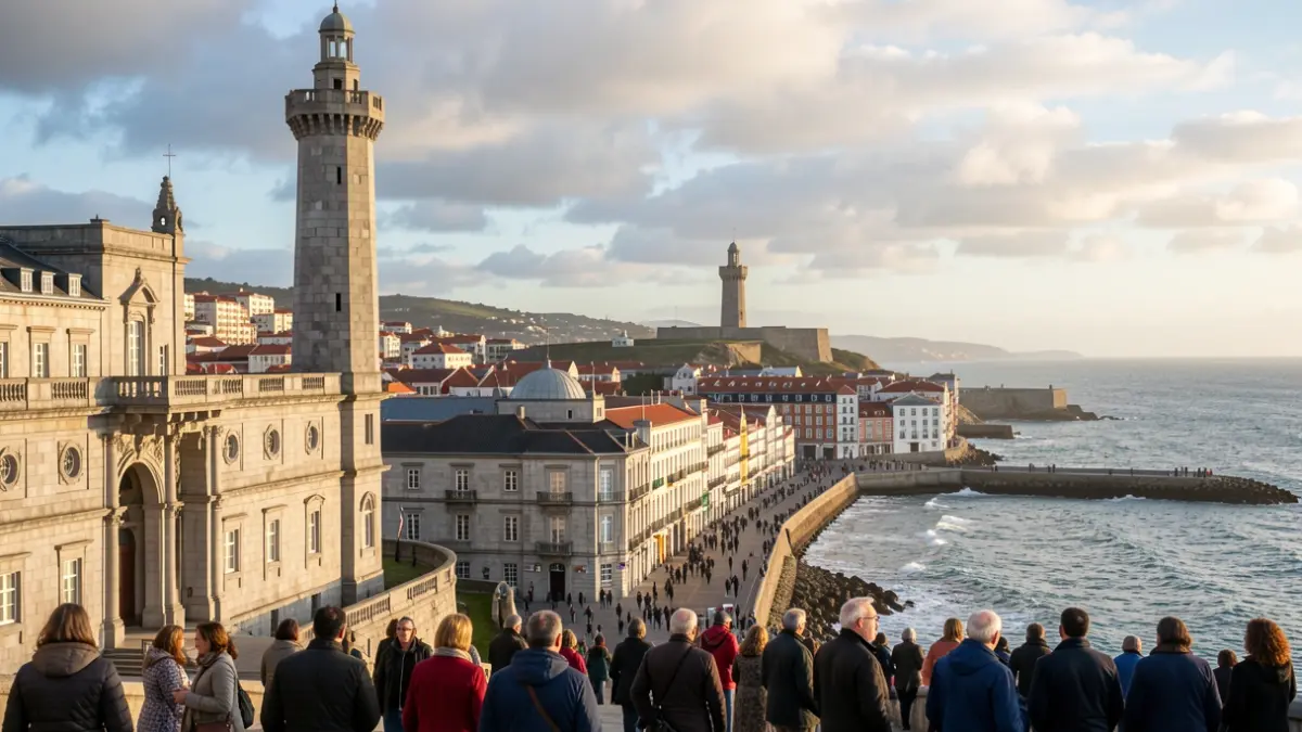 Imagen genérica de la ciudad de A Coruña con la Torre de Hércules al fondo.