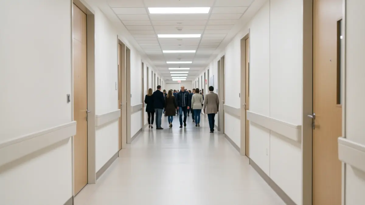Imagen genérica de un pasillo hospitalario vacío con luz suave.