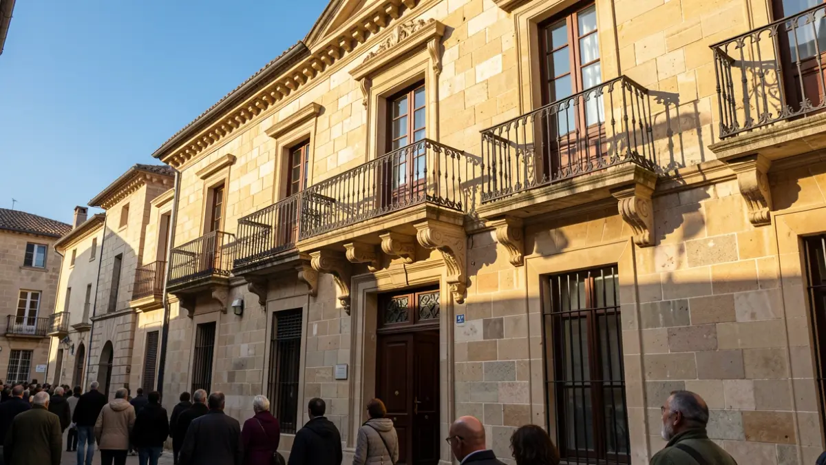 Imaxe dunha rúa de pedra en Petín durante unha feira artesanal.