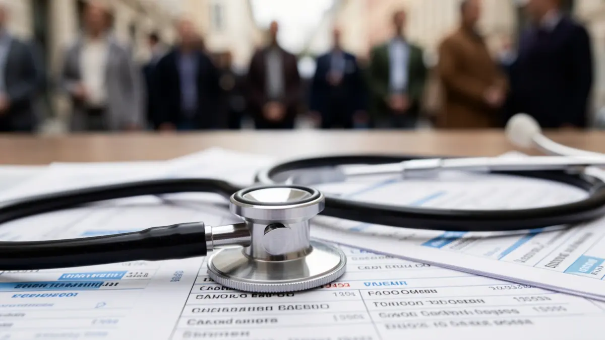 Imagen genérica de un estetoscopio sobre papeles médicos borrosos, simbolizando citas canceladas.