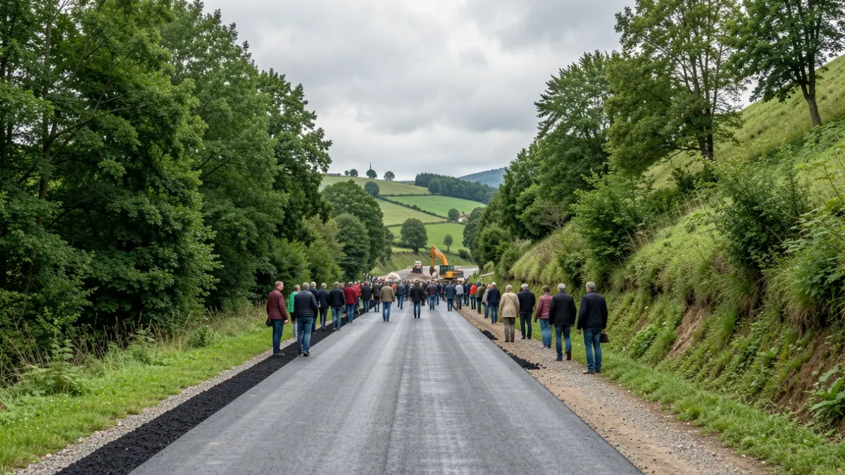 Imagen genérica de obras en una carretera rural gallega.
