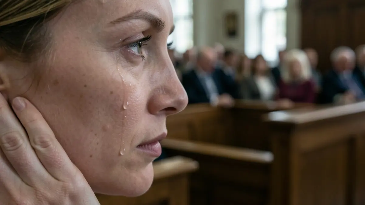 Imaxe dunha nai chorando nun xuízo.