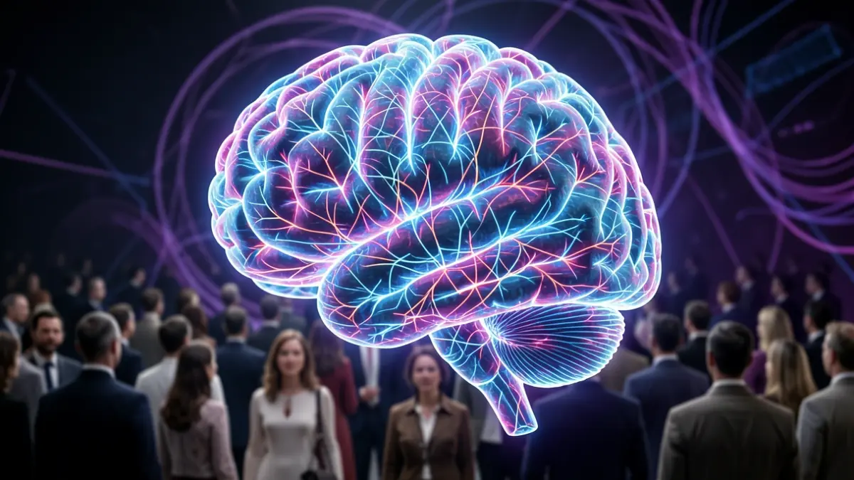 Imaxe xenérica dun cerebro humano con conexións neurais brillantes.