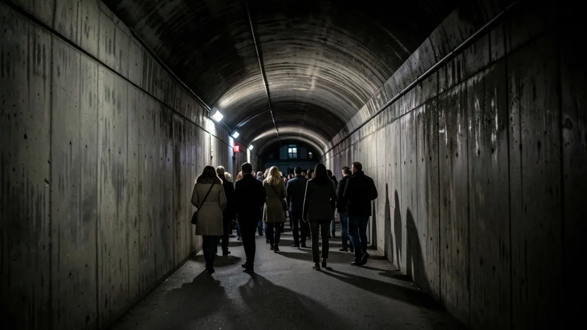 Imagen genérica de un túnel oscuro y atmosférico con juego de luces y sombras.