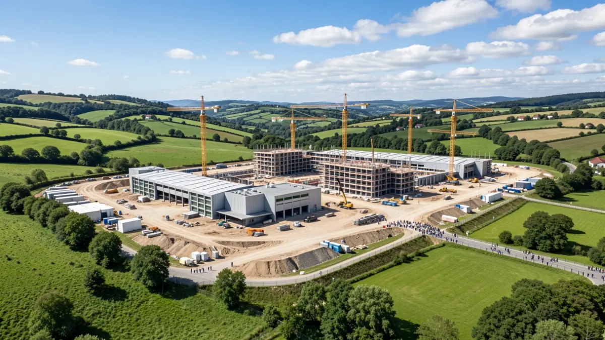 Imaxe xenérica de construción dun complex industrial en Galicia.