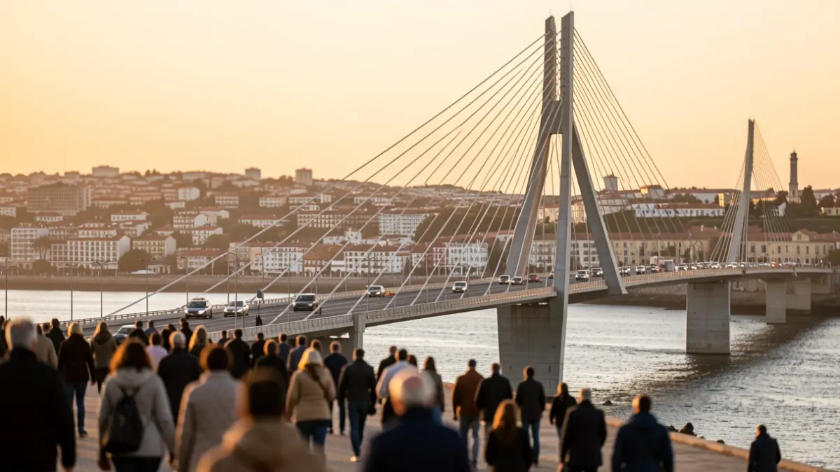 Imagen genérica del Puente de Rande sobre la Ría de Vigo al atardecer.