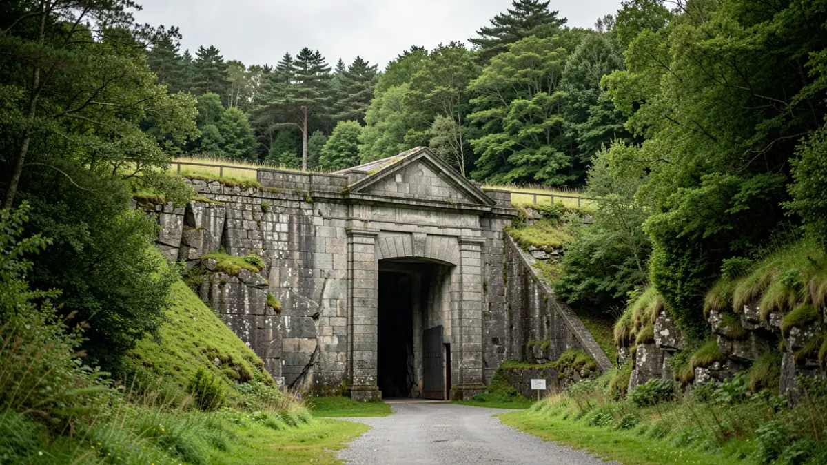Imaxe xenérica dunha entrada de mina de ferro en Galicia.