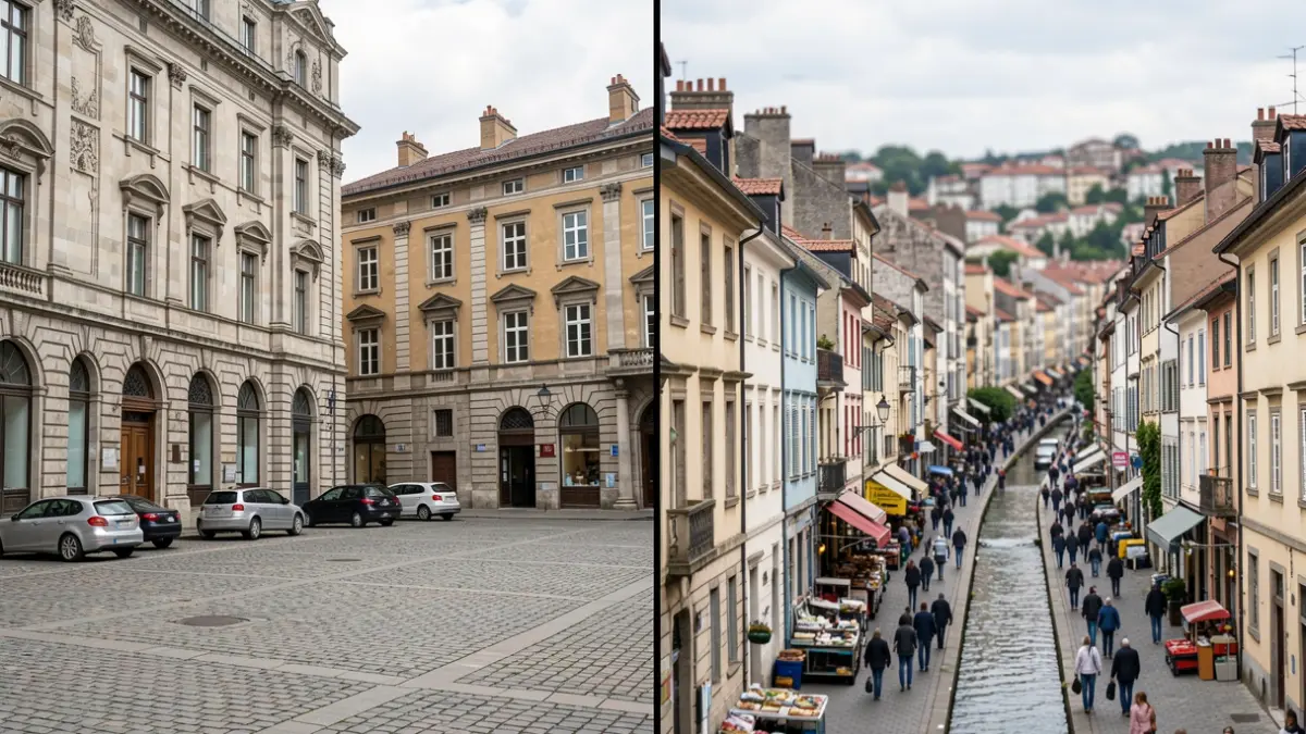 Imagen que contrasta la frontera entre Ourense y Portugal, mostrando las diferencias económicas y demográficas.