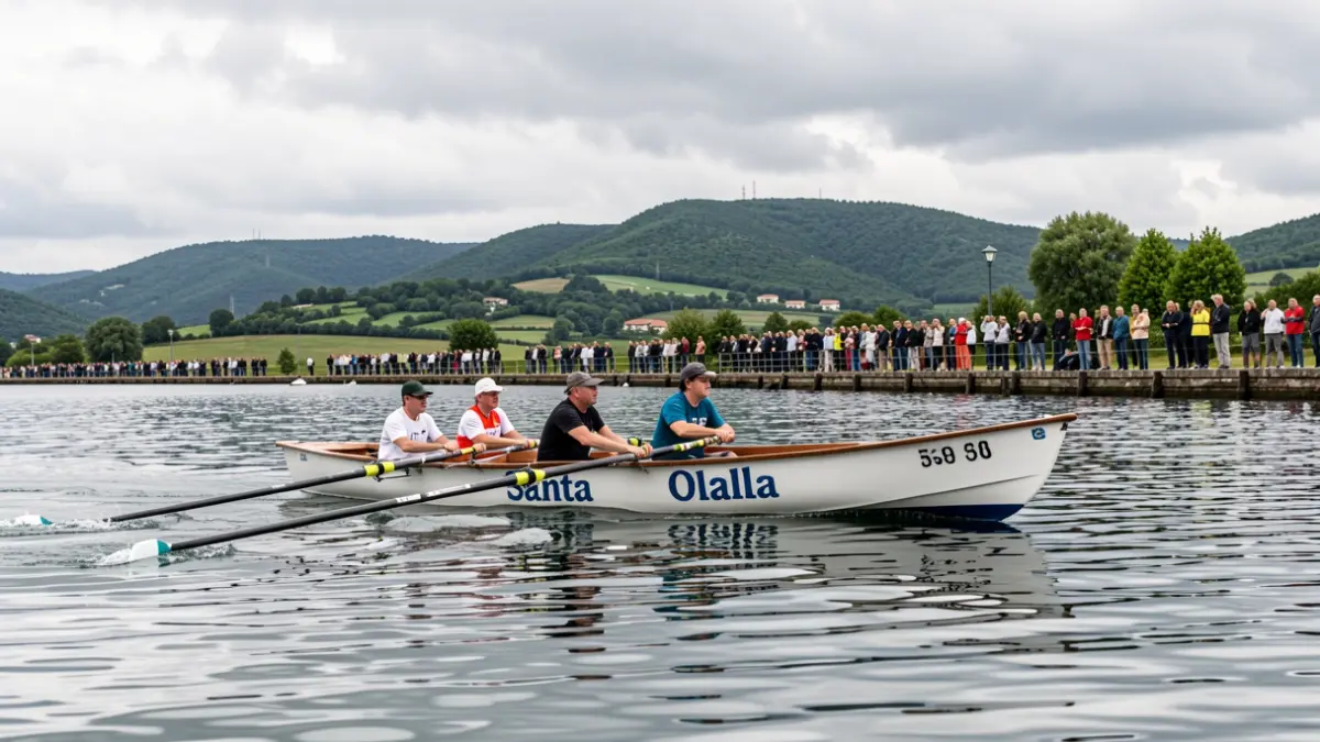 Imaxe dunha embarcación de remo competindo nunha regata.