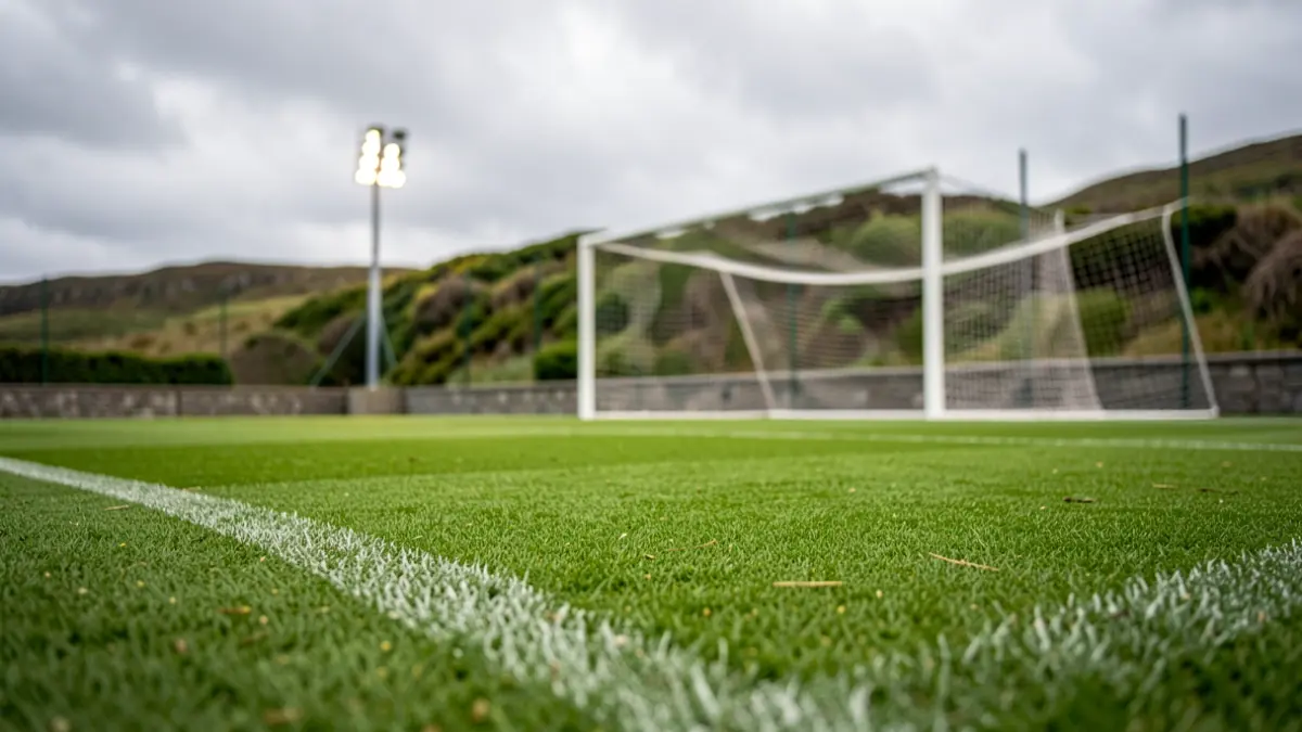 Imaxe xenérica dun campo de fútbol galego con herba e portería.