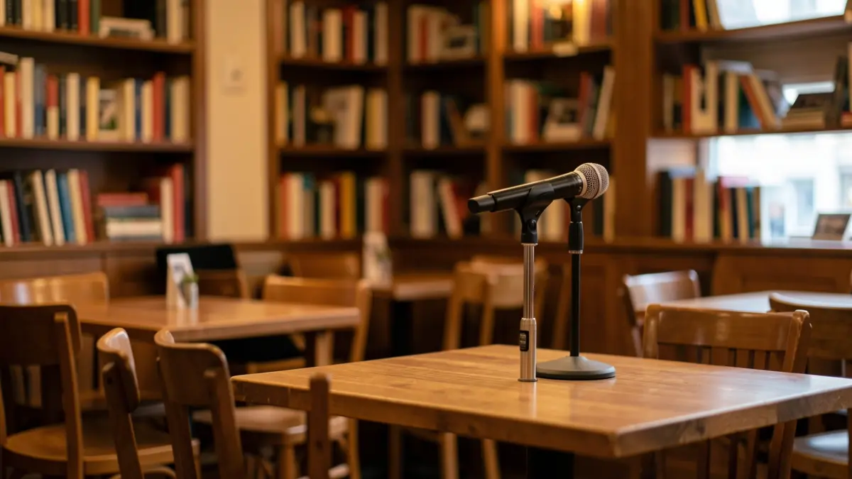 Imagen genérica de una cafetería preparada para una charla divulgativa.