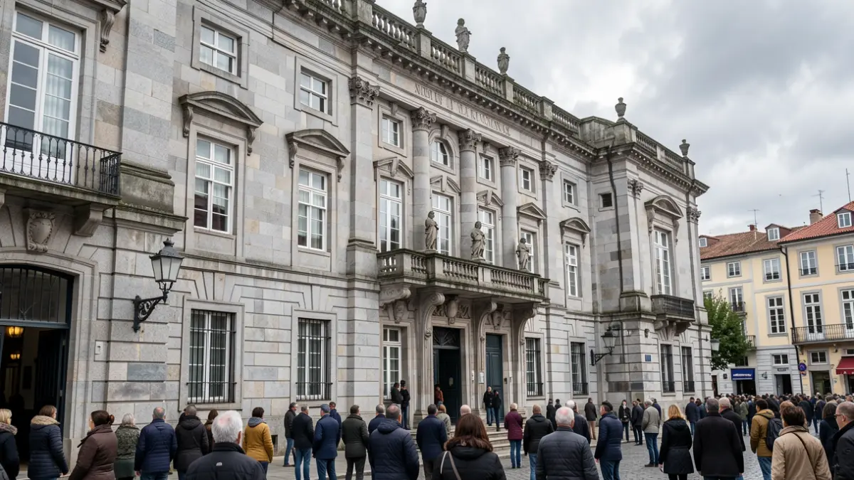 Imaxe xenérica dun edificio da Xunta de Galicia con arquitectura de granito.