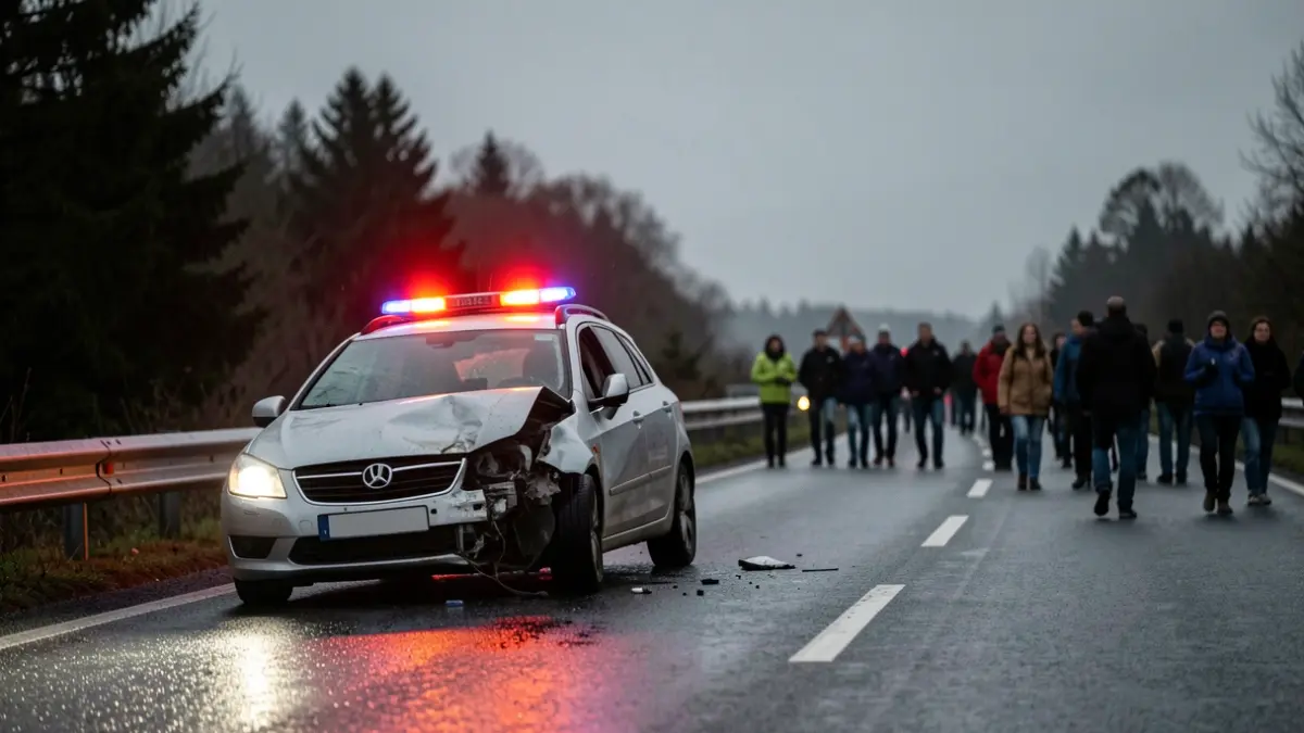 Imagen genérica de un accidente de tráfico en la A-52 con vehículos de emergencia.