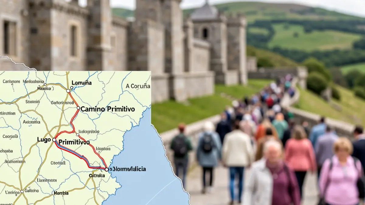 Imagen genérica de un mapa del Camino Primitivo en Galicia.