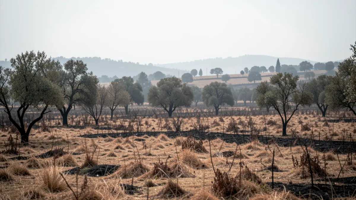 Imagen genérica de un paisaje rural gallego con riesgo de incendios.