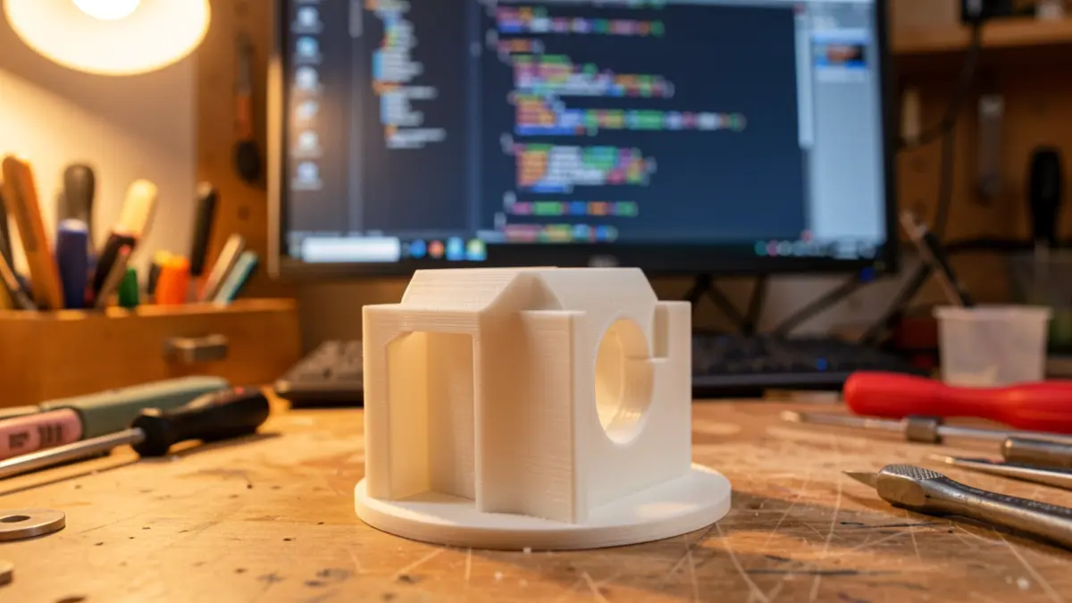 Imaxe xenérica de obxectos impresos en 3D nun obradoiro.