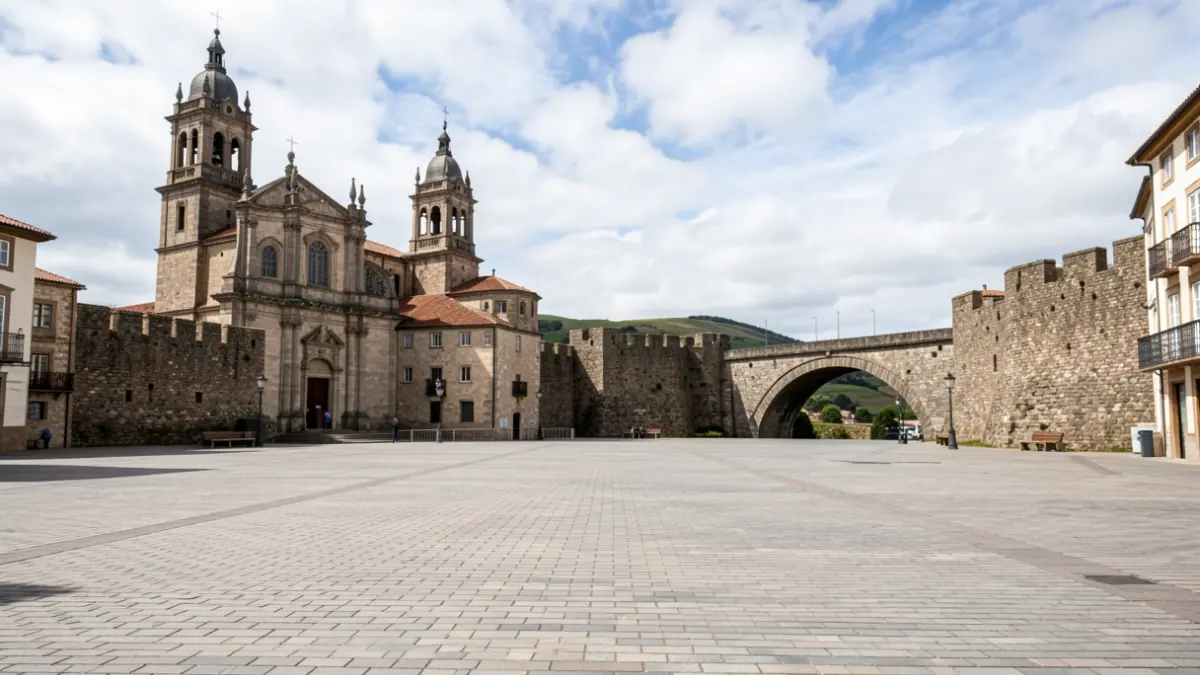 Imaxe xenérica da Praza Pío XII en Lugo, Galicia, con elementos patrimoniais.