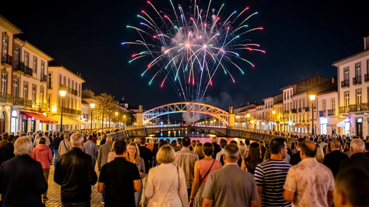 Imaxe xenérica de drones e xente nunha festa nocturna en Ourense.