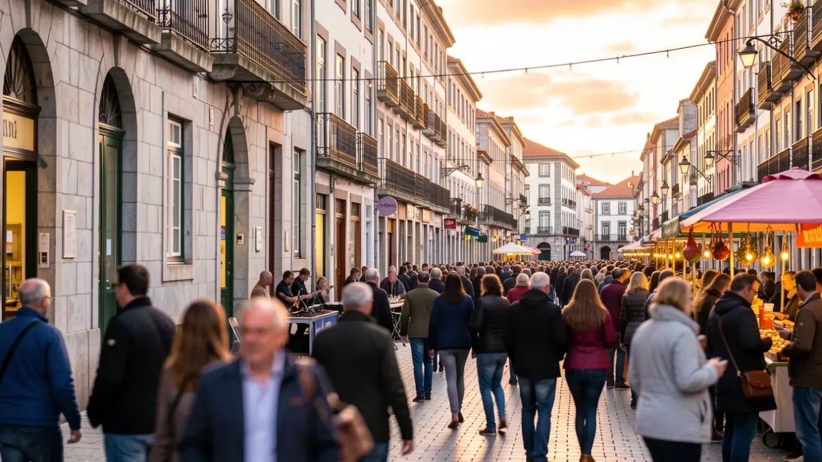 Imagen genérica de una calle de A Coruña con gente asistiendo a eventos culturales.