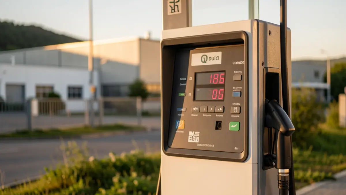 Bomba de combustible dunha gasolineira desatendida nun polígono industrial galego.