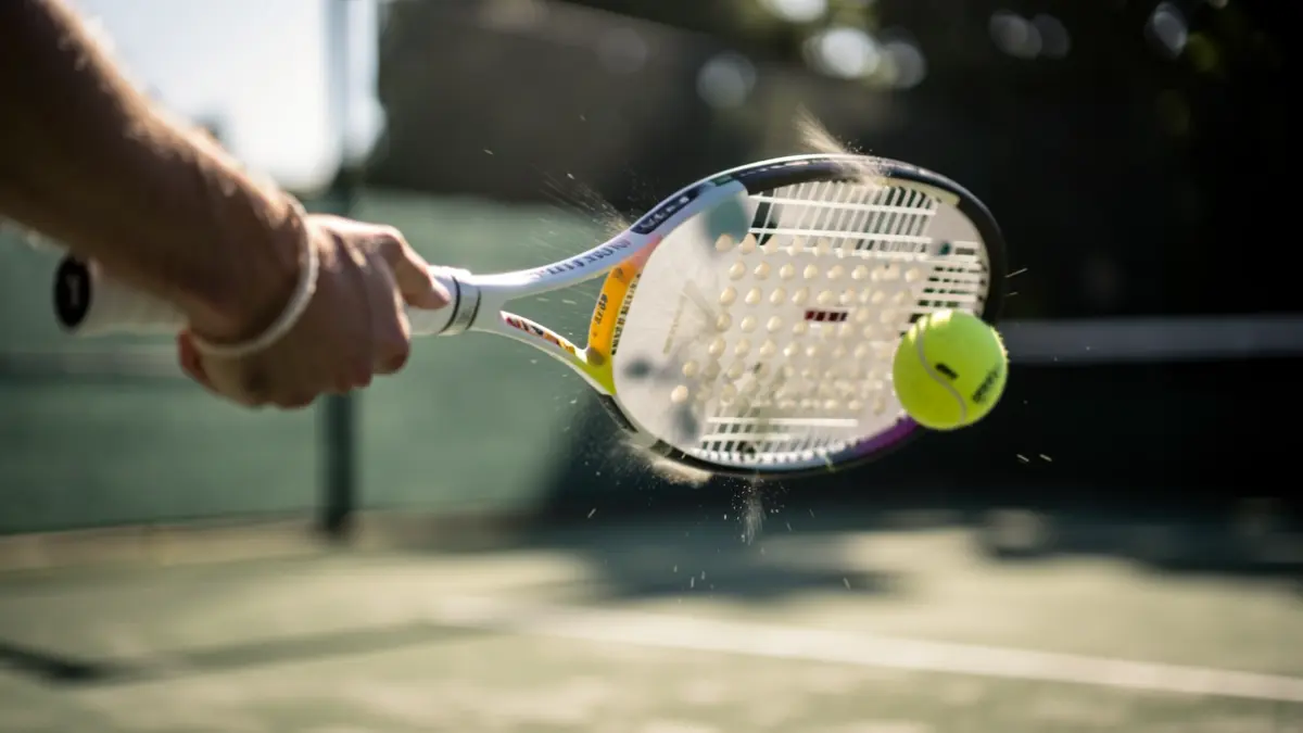 Imaxe xenérica de pádel, cunha raqueta e unha pelota en movemento.