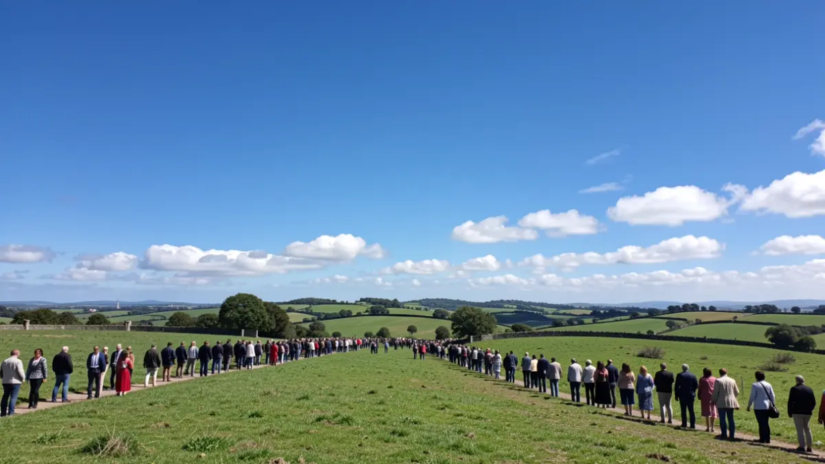 Imagen genérica de un cielo despejado sobre paisaje gallego verde.