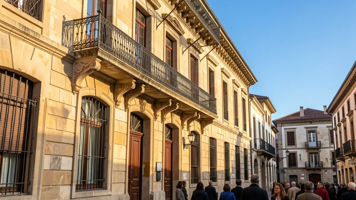 Imaxe xenérica dun concello galego de pedra con balcón ornamentado.