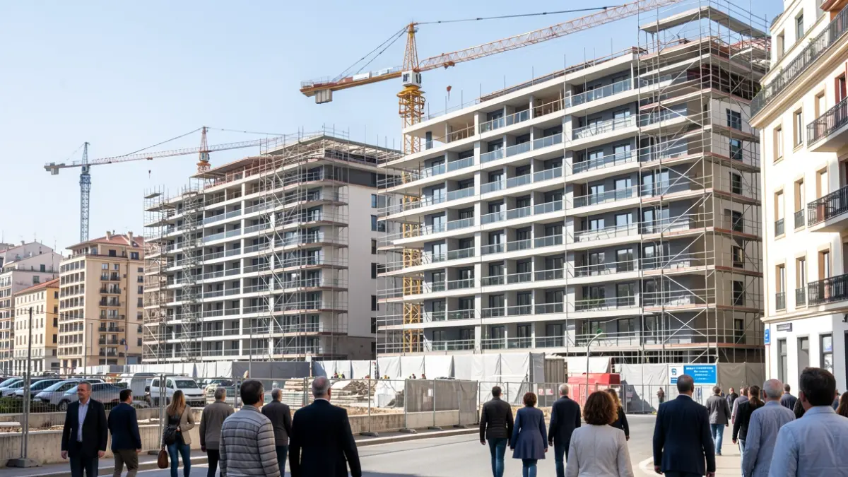 Imaxe xenérica de edificios de vivendas en construción.