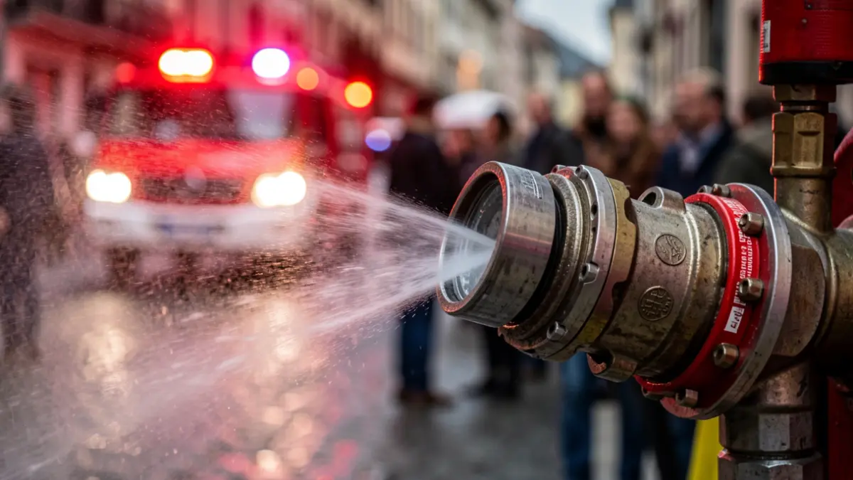 Imagen genérica de una manguera de bomberos en acción.