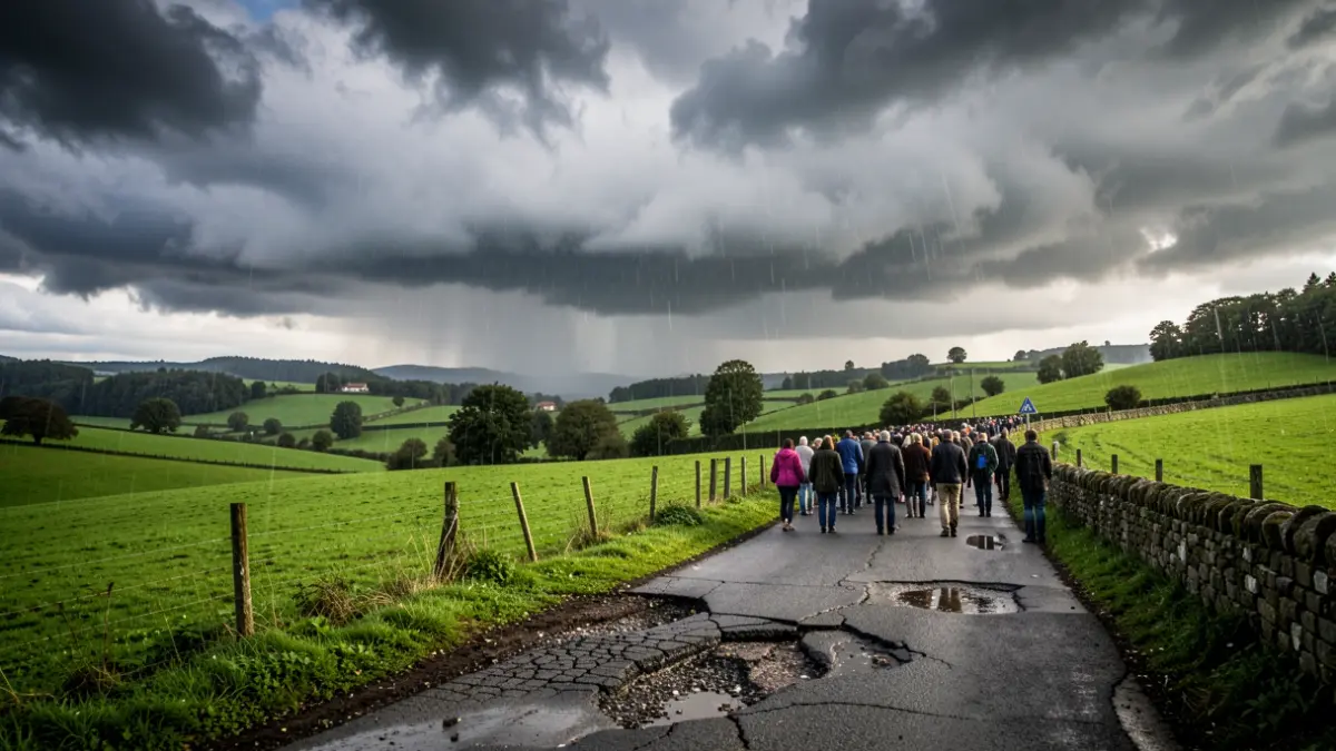 Imagen genérica de nubes de tormenta sobre un valle gallego.