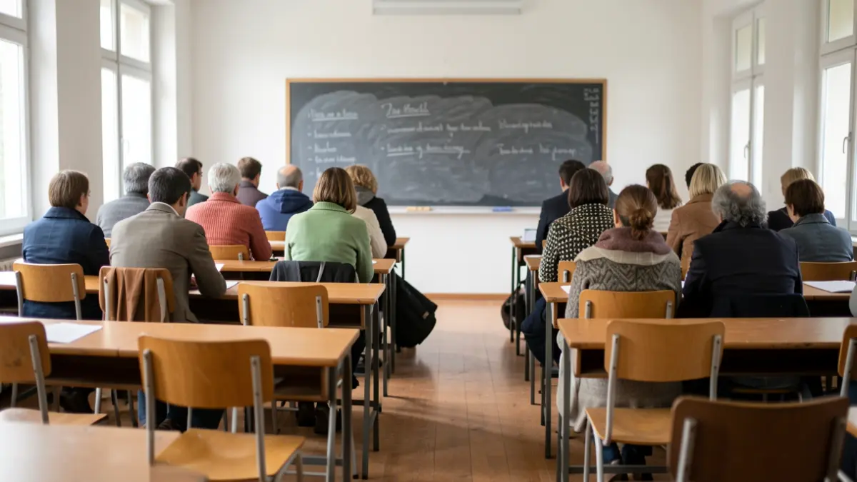 Imaxe xenérica dunha aula baleira en Galicia.