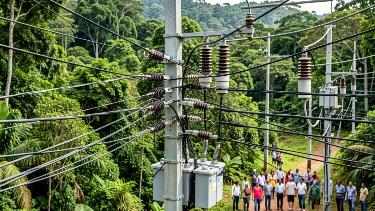 Imaxe xenérica de infraestruturas eléctricas en contornas naturais.