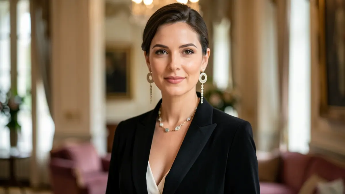 Imaxe dunha muller galega con elegancia natural, representando a sofisticación e a moda de luxo.