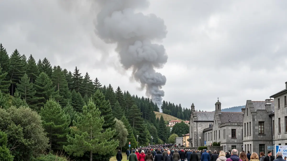 Imaxe xenérica de fume dun incendio forestal nun monte galego.