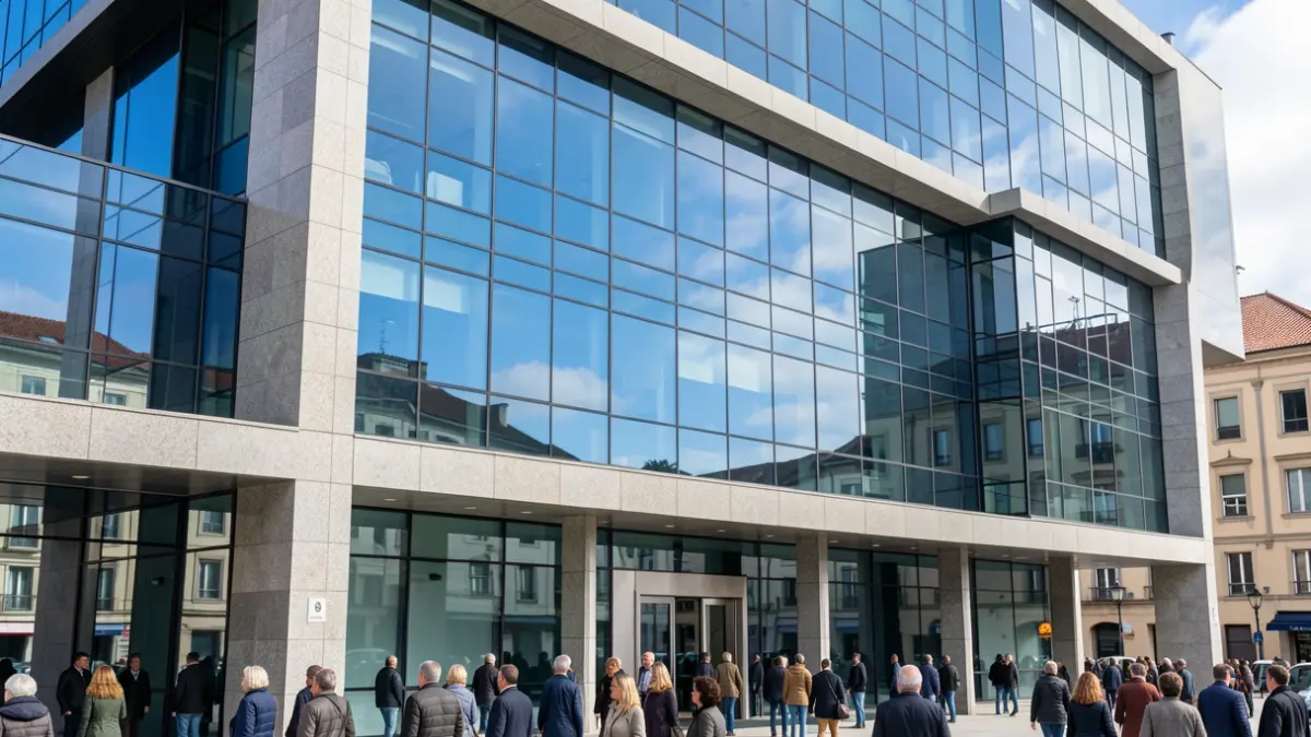Imaxe xenérica dun edificio corporativo moderno en Galicia.