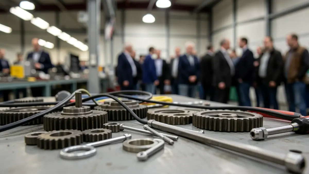 Imaxe xenérica de compoñentes de automoción nun taller industrial.