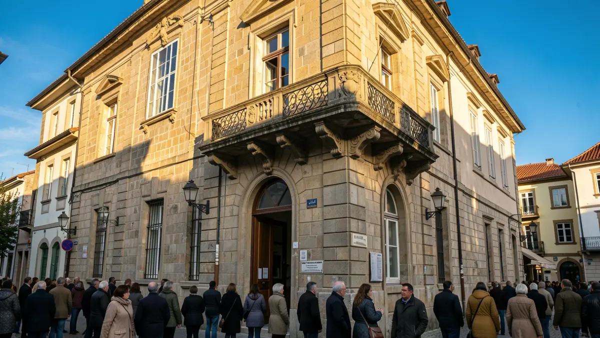 Imaxe xenérica dun edificio institucional de Galicia con luz solar.