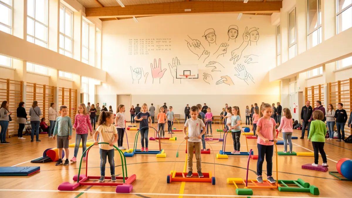 Imagen genérica de niños y niñas participando en una actividad deportiva inclusiva.
