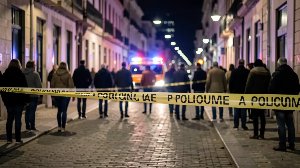 Imagen genérica de cordón policial con luces de emergencia borrosas.