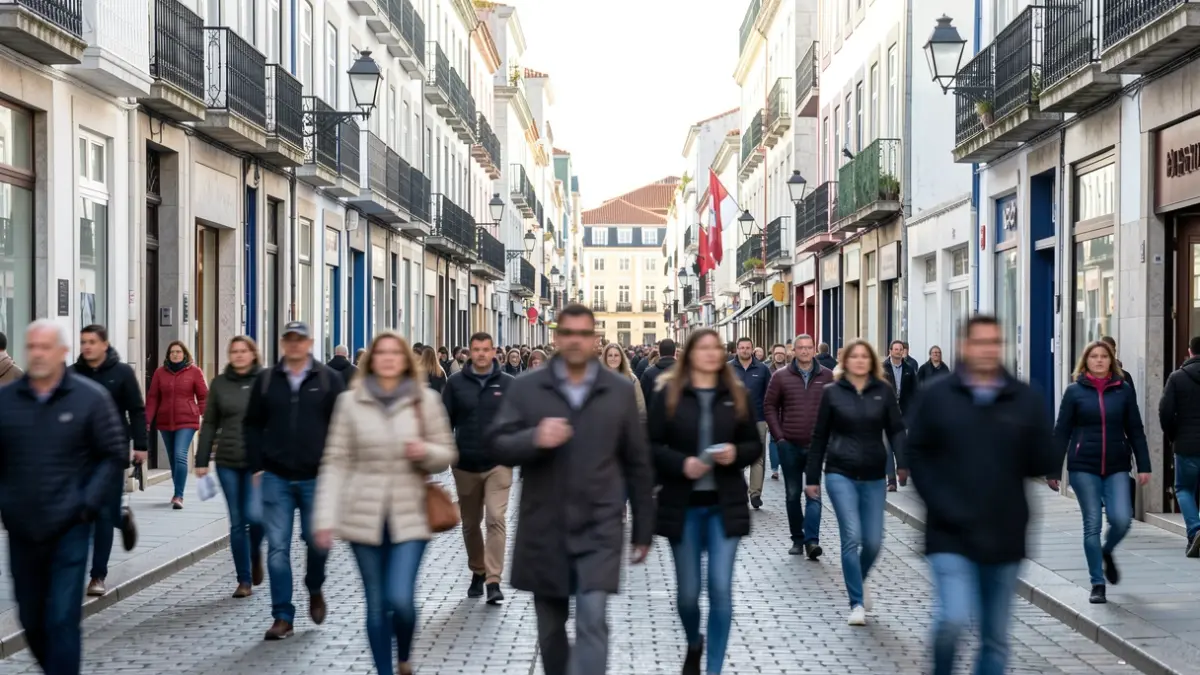 Imaxe xenérica dunha rúa na Coruña durante o día, con figuras borrosas e unha sensación de urxencia.