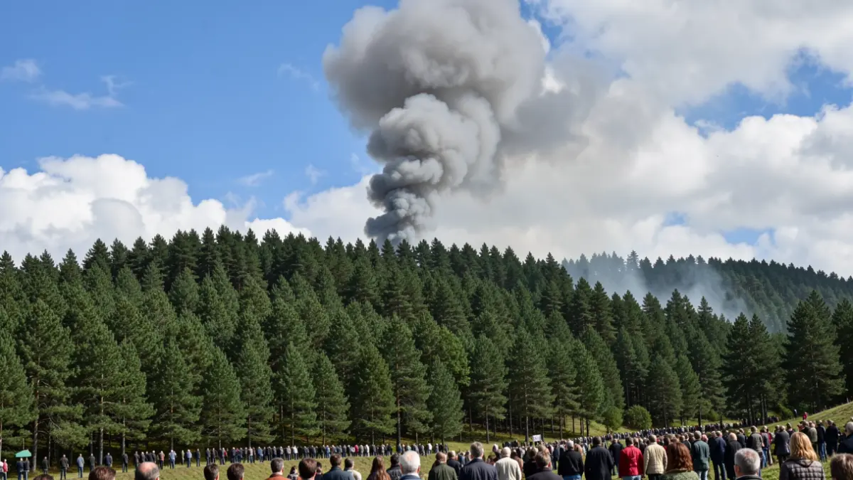 Imaxe xenérica de fume dun incendio forestal nun monte galego.