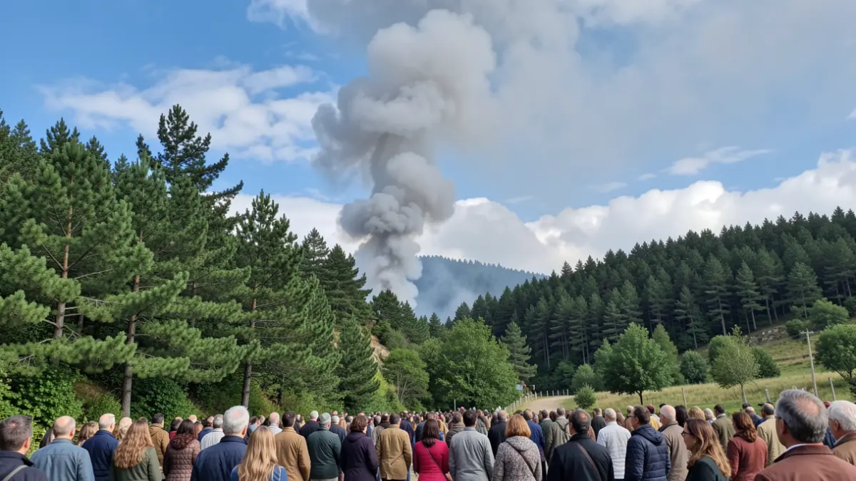 Imaxe xenérica de fume dun incendio forestal nun monte galego.