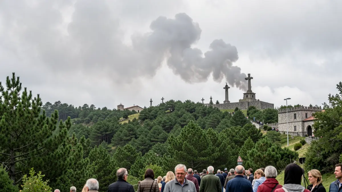 Imaxe xenérica de fume dun incendio forestal nun monte galego.